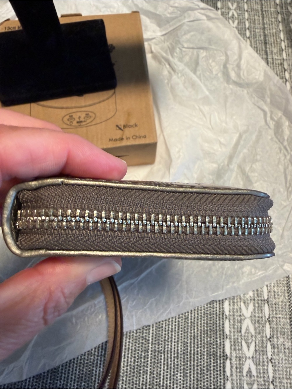 Michael Kors Metallic Bronze Logo Zip Wallet - Picture 5 of 11